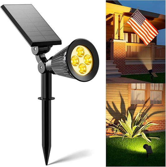 Solar Power Spot Lights Outdoor Waterproof for Christmas Decorations, Flag, Tree, Wreath, Santa Claus, Snowman, Bright LED Landscape Lamp Uplights for Outside Garden, Yard, Patio, Sidewalk,Warm White FALOVE