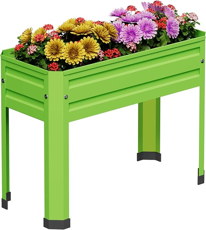 Elevated Metal Planter Box Stand Heavy Duty Raised Garden Bed for Vegetables Flowers Herbs Indoor Outdoor Use, Green PROXRACER