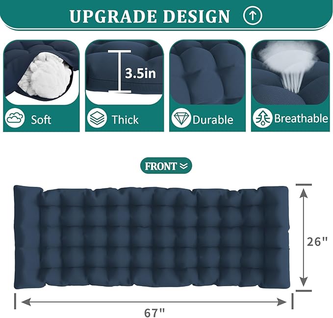 UDPATIO Oversized Zero Gravity Chair Set of 2, 33In XXL Patio Reclining Chair with Cushion, Outdoor Folding Recliner with Pillows|Cup Holder|Foot Rest|Padded Headrest, Navy Blue, Support 500LB UDPATIO