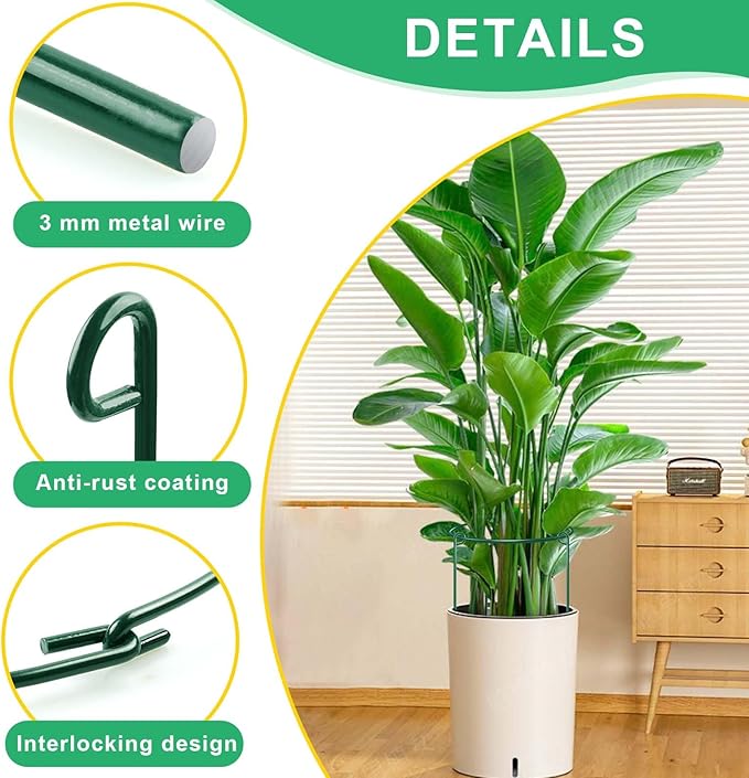 HiGift 3 Pack Peony Cages Support Stakes Ring for Garden, Round Plant Support for Outdoor (10" W x 17" H), Indoor Plant Cages Hoops Plant Rings for Tomatoes,Rose,Astilbes,Vine Indoor Potted Plants HiGift