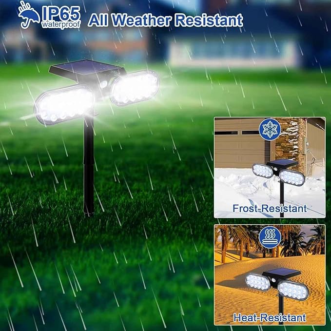 EMANER Outdoor Motion Lights Solar Powered, Solar Flood Lights, Stay On or Motion On/Off 3-Mode, Dusk to Dawn Security Solar Light, Cordless Landscape Spotlights for Path Yard Walkway, 4-Pack EMANER%C2%AE