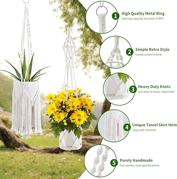 Macrame Plant Hangers, 6Pack Hanging Planters for Indoor Plants w/ 6 Set Hangers Kit Handmade Macromay Plant Hangers Indoor Flower Pots Holder Stand for Boho Home Décor (POTS NOT Included) SFENNGPET