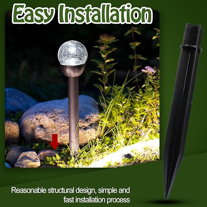 12 Pack 8.3 Inch ABS Ground Spikes - Replacement Stakes for Solar Lights - Fit for Pole Inside Diameter 0.83 Inch - Plastic Ground Stakes for Garden Light Pathway Bonsicoky