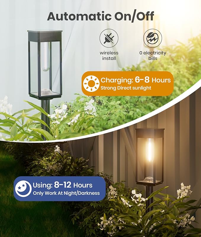 Solar Pathway Lights Outdoor, 4 Pack Bright Solar Lights Outdoor, IP65 Waterproof Solar Garden Lights Solar Powered Landscape Lighting for Yard Patio Walkway Driveway Pathway (Warm White) Professionalproductionofsolarlightsoutdoor%EF%BC%9A%EF%BC%89