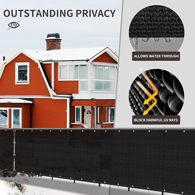 LOVE STORY Custom Size 2'6''x26' Black Balcony Privacy Screen,UV Block Privacy Fence Screen,90% Shield for Outdoor Pool Garden Apartment Railing LOVESTORY