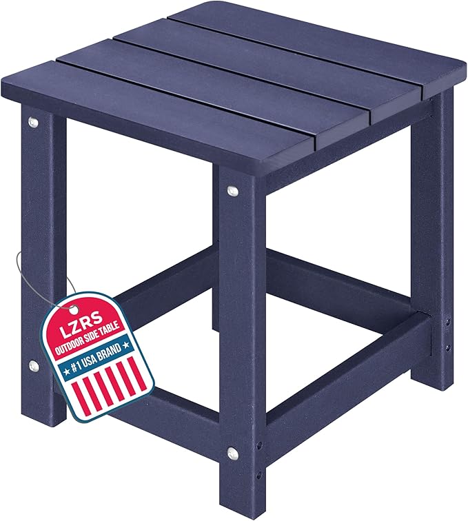 LZRS Adirondack Square Outdoor Side Table for Patio, Pool Composite Patio Table,HDPE End Tables for Backyard,Pool, Indoor Companion, Easy Maintenance & Weather Resistant(Navy Blue) LZRSPET