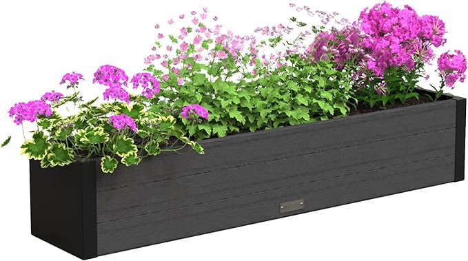 Mayne Vista 4ft Modern Window Box Planter with Panel Design and Drainage Hole Mayne