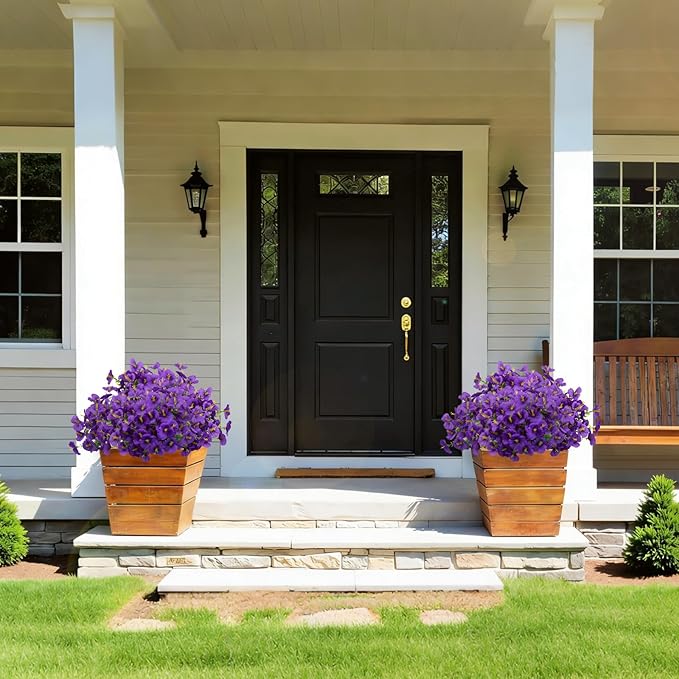 24 Bundles Artificial Pansy Flowers for Outdoor, Faux Silk Pansies Spring Flowers Outside for Planter Front Door Porch Patio Yard Window Box Home Decor (Purple) Griine