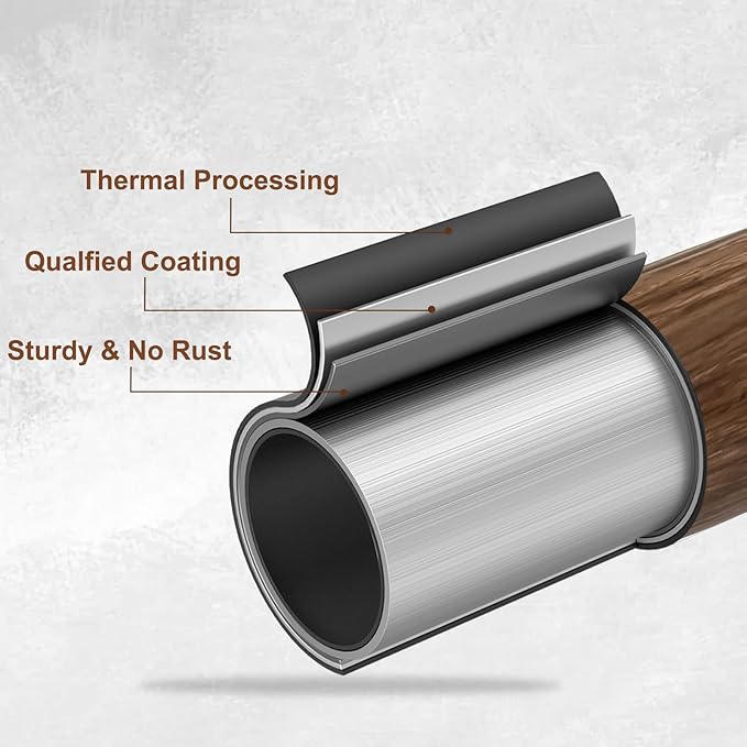 1” Diameter Curtain Rods Itself is 30 to 144 inch 1 Pack Fit 30-142 inch, 66 to 120 inch Window with Heavy Duty Adjustable Rod Matte Wood Grain Splicing Metal Extra Long Curtain Rod for Windows Rootora