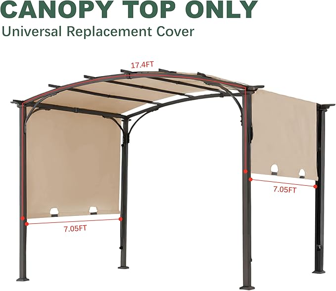 85''x 208'' Universal Doubleton Steel Pergola Replacement Cover for Pergola L-PG080PST, (Light Beige) Rootora