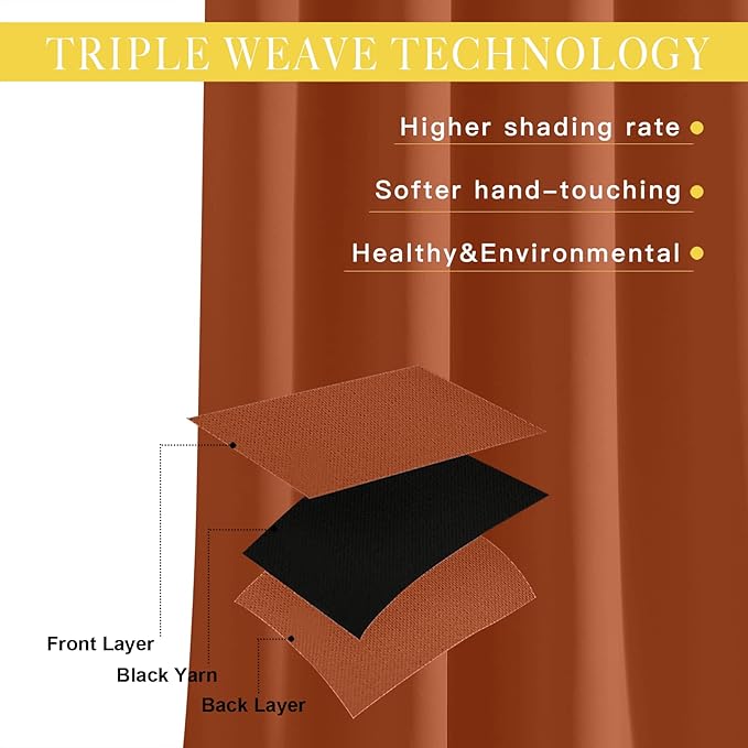 NICETOWN Burnt Orange Blackout Curtain for Sliding Door, Grommet Patio Door Curtain Wide Window Treatment Privacy Thermal Curtain for Bedroom/Living Room (1 Panel, W80 x L95) NICETOWN