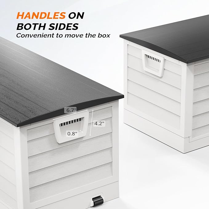 VINGLI 75 Gallon Collapsible Outdoor Storage Box, Simple-to-assemble Plastic Storage Containers with Lid, Patio Deck Box Furniture for Garden, Pool, Balcony, Yard (White) VINGLI