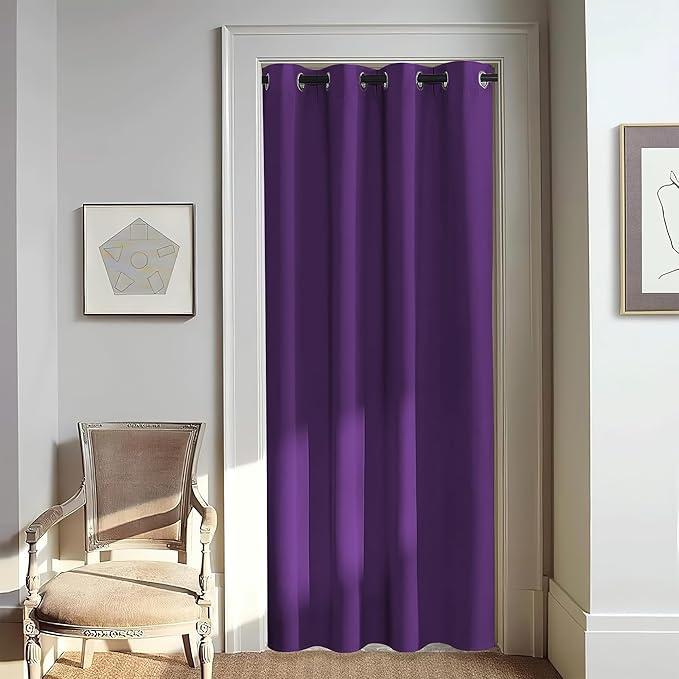 NICETOWN Door Curtain for Closet Doors 80 Inches Long 1 Panel, Blackout Doorway Curtain for Open Closet Bedroom, Room Divider Living Room for Privacy (Royal Purple, 1 Panel, 46W x 80L) NICETOWN