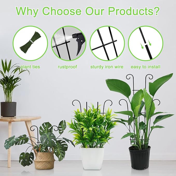 4P Plant Trellis for Potted Plants, Larger 23in Garden Trellis for Climbing Plants Indoor Outdoor, Rustproof House Plant Support Stakes for Pothos Hoya Ivy Flower Xeeol