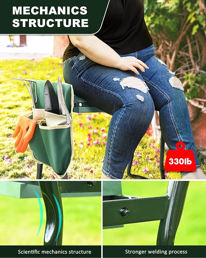 KVR Garden Bench for Kneeling and Sitting Foldable Garden Kneeler and Seat Heavy Duty,Gardner Gifts Ideas for Women Mom Grandma KVR