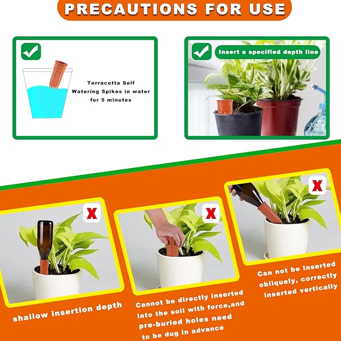 Plant Self-Watering Stakes-15 Pack Terracotta Automatic Plant Waterer Devices Auto-Water Irrigation System for Indoor/Outdoor Plants TKSCUSR