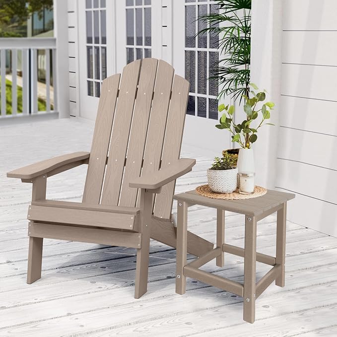 Outdoor Side Tables Adirondack, HDPE Small Table for Patio,Outside End Table for Porch, Deck, Pool, Weather Resistant/Easy Maintenance GARDENSTAR
