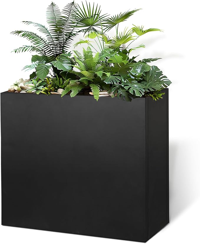 Black Steel Metallic Heavy Planter 30" x 12" x 24" for Outdoor Plants Metal Long Outdoor Planter Spliced Flower Box with Partitions for Outside,Indoor,Garden (Black, 30 * 12 * 24) DISCOVERINGBEAUTY