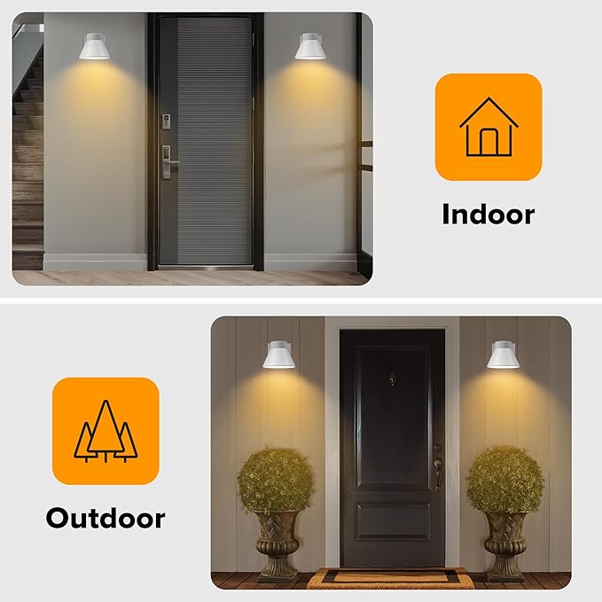 UME 2 Pack LED Outdoor White Front Porch Lights, Waterproof Wall Lantern Light Fixture, Anti-Rust Farmhouse Barn Wall Sconce for Patio, Doorway, Garage UME
