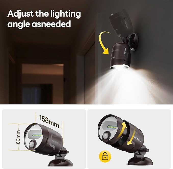 Battery Operated Motion Sensor Light,4000mAh Rechargeable Battery Powered Spotlight 600 Lumen Outdoor IP65 Waterproof for Porch,Yard,Wall,Garden with Dusk to Dawn (Brown-1pcs) Noctila