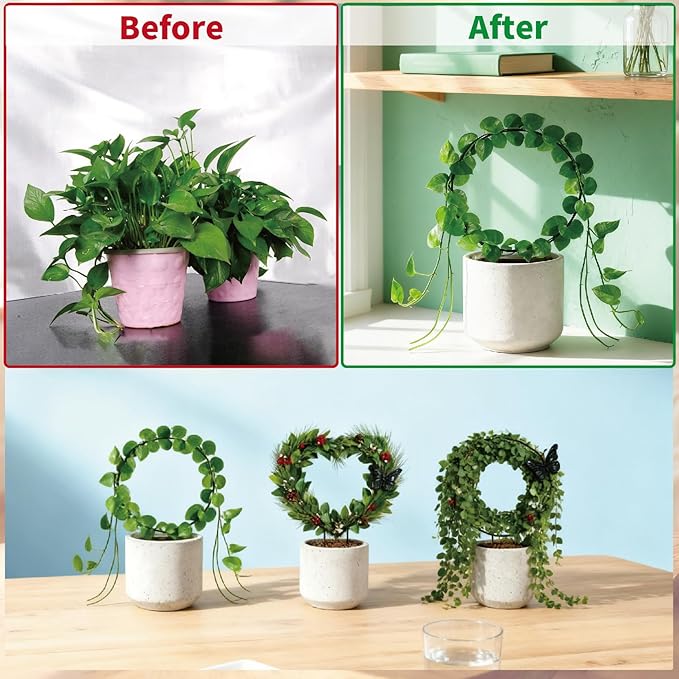 Indoor Climbing Plant Trellis - 3pcs Small Garden Potted Support Outdoor Plants Propagation Trellises Accessories with 20pcs Ties for Garden Plant Houseplant Rootora