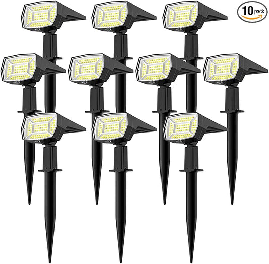 Fabrito 72 LEDs Solar Spot Lights Outdoor Waterproof, 3 Modes Landscape Spotlights, Dusk to Dawn Solar Powered Flood Wall Lights for Outside, Solar Garden Lights for Yard Porch 10 Pack (Cool White) Fabrito