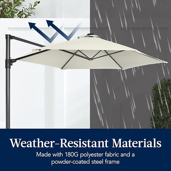 Best Choice Products 10ft Offset Cantilever Hanging Market Patio Umbrella, Smooth 360° Rotation, 8 Sturdy Ribs, Easy Adjustment - Ivory BestChoiceProducts