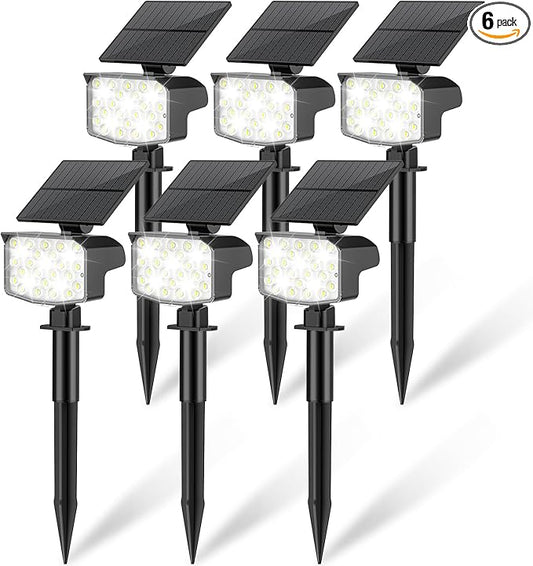 Solar Spot Lights Outdoor Waterproof Adjustable Solar Powered Landscape Lights for Yard 3 Long Time Lighting Modes Spotlights for Pathway Garden Outside Wall Pool Porch- 6 Pack, Cool White NACINIC