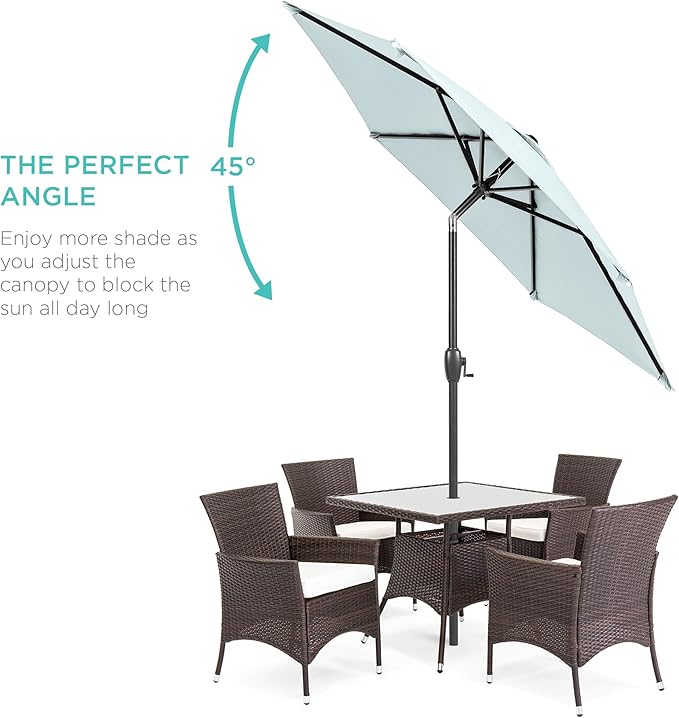 Best Choice Products 7.5ft Heavy-Duty Round Outdoor Market Table Patio Umbrella w/Steel Pole, Push Button Tilt, Easy Crank Lift - Baby Blue BestChoiceProducts