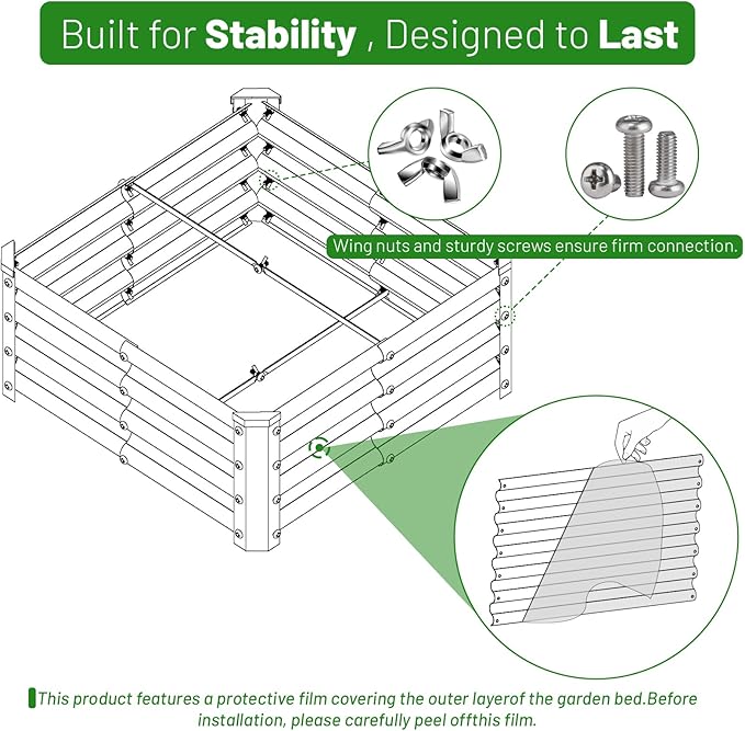 SnugNiture Galvanized Raised Garden Bed 4x4x1FT Outdoor Large Metal Planter Box Steel Kit for Planting Vegetables, Flowers snugniture