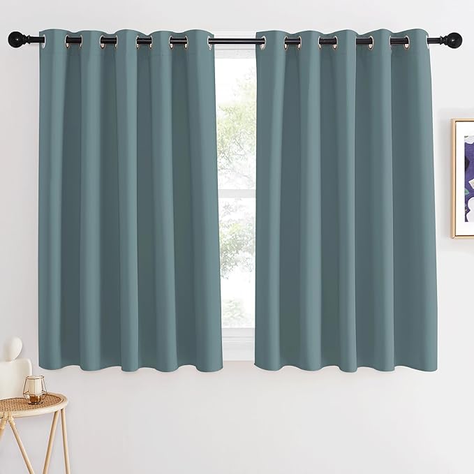 NICETOWN Greyish Blue Blackout Curtain for Bedroom, Window Treatment Thermal Insulated Grommet Solid Drapes Sound Reducing for Home Office/Basement, 1 Panel, W66 x L54 NICETOWN