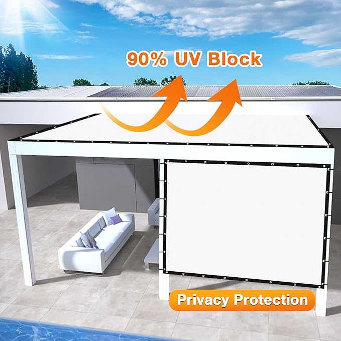 Artpuch Outdoor Pergola Shade Cover 15' X 24' Sun Shade Cloth with Grommets, 90% UV Protection Canopy Patio Privacy Screen (Customized Available) GN107, White Artpuch