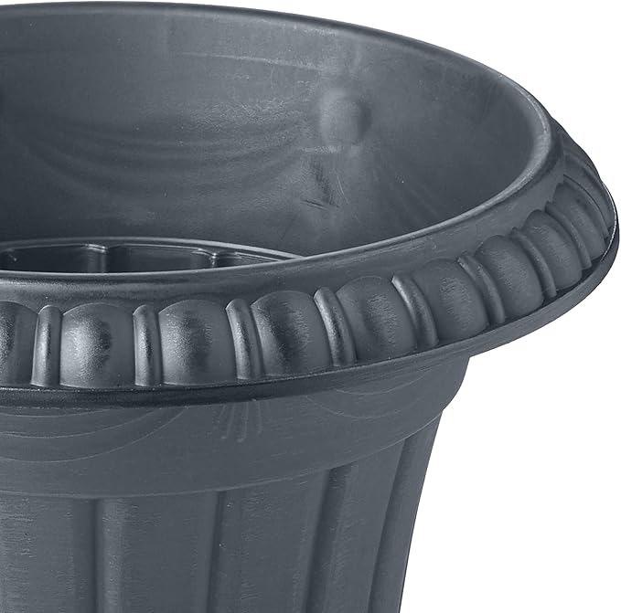 Arcadia Garden Products PL20GY Classic Traditional Plastic Urn Planter Indoor/Outdoor, 10" x 12", Gray Rootora