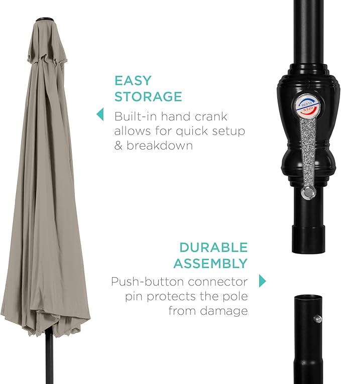 Best Choice Products 10ft Outdoor Table Compatible Steel Polyester Market Patio Umbrella w/Crank and Easy Push Button Tilt BestChoiceProducts