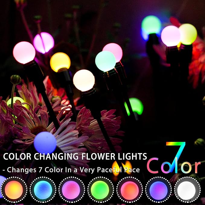 TONULAX Solar Garden Lights, Starburst Swaying Light - Swaying When Wind Blows, Solar Lights Outdoor Decorative, Color Changing RGB Light for Yard Patio Pathway Decoration(6 Pack) TONULAX