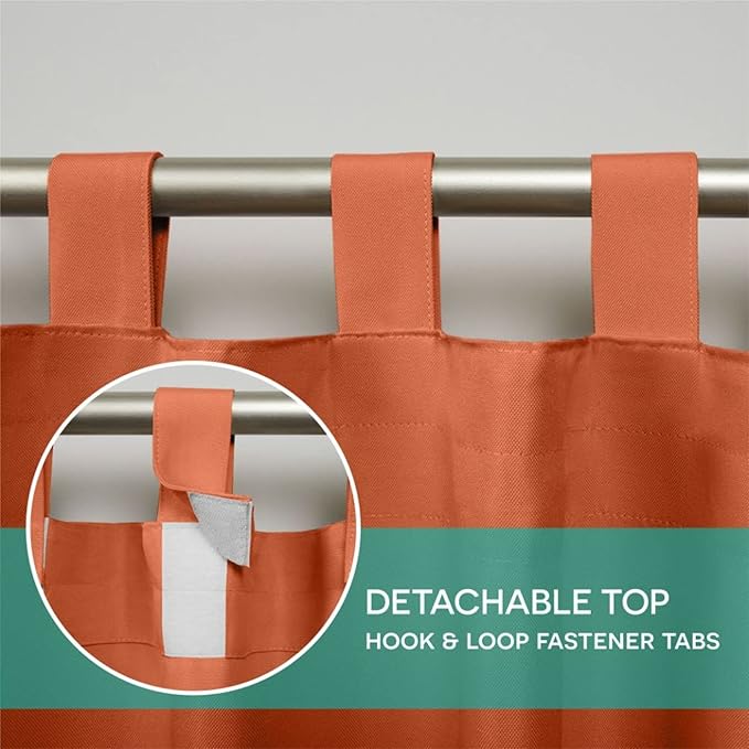 Exclusive Home Cabana Solid Indoor/Outdoor Light Filtering Hook-and-Loop Tab Top Curtain Panel Pair, 54"x96", Mecca Orange Exclusive+Home