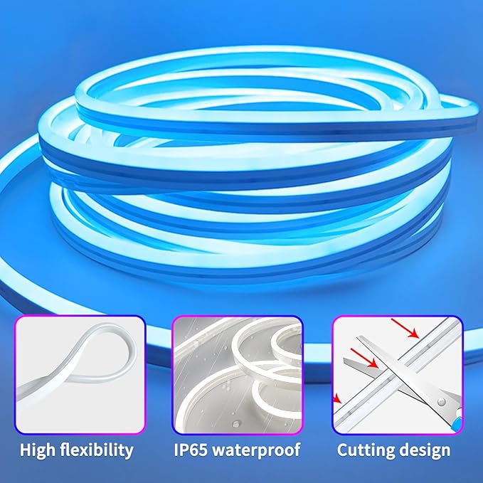 50ft RGB LED neon Rope Lights LED neon Lights with Remote Control/APP Control IP65 Waterproof Flexible Neon LED Strip Lights for Bedroom Room Outdoors Décor segrass