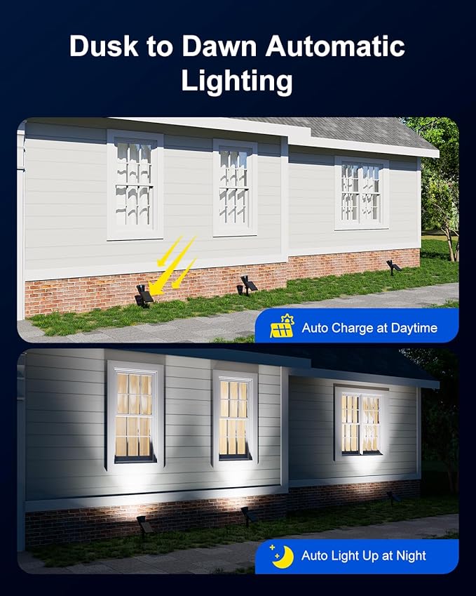 Solar Spot Lights Outdoor Waterproof for Flag, Palm Tree, Pole, Sign, Statue, Mailbox, Bright LED Outside Landscape Flood Spotlights for Accent Uplighting Yard, Garden, House, Backyard, Patio FALOVE