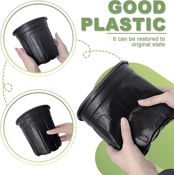 Anyumocz 60 Pcs 1 Gallon Flexible Plant Nursery Pots,Thickened Soft Plastic Seedling Pot with Holes,Flower Plant Container for Succulents,Cuttings,Transplanting,Home Garden(Black) Anyumocz