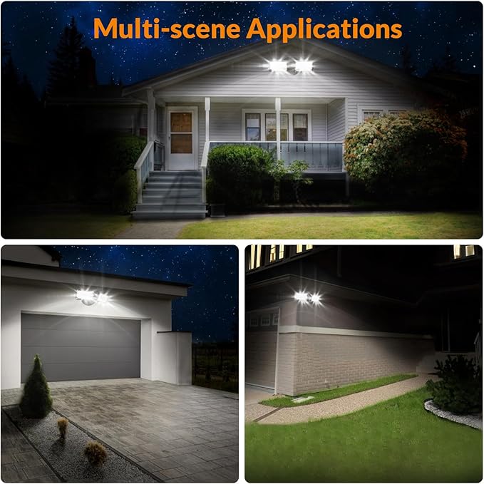 LEPOWER 3000LM LED Flood Light Outdoor, Switch Controlled LED Security Light, 28W Exterior Lights with 2 Adjustable Heads, 5500K, IP65 Waterproof for Garage, Yard, Patio Brown LEPOWER