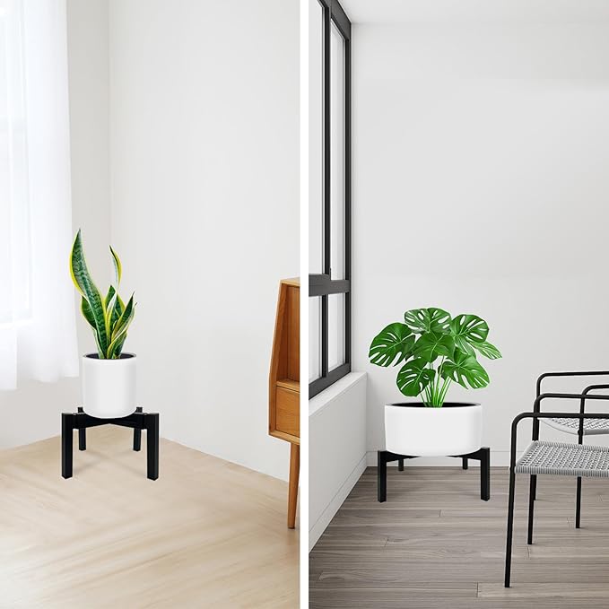 2 Pcs Heavy Duty Adjustable Metal Plant Stand for 10"-16" Plant Pot – Indoor & Outdoor (Black 2 Pack) DDPow