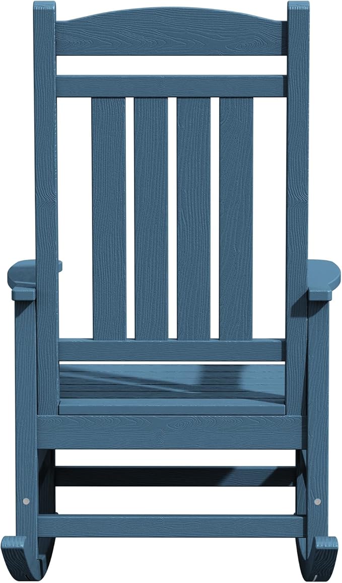 KINGYES Oversized Patio Rocking Chair Set of 2, High Density Polyethylene Outdoor Rocking Chairs with 330lbs Support for Adults, Navy KINGYES