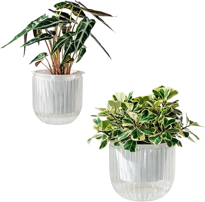 Melphoe Self Watering Pots for Indoor Plants Planter, 8.3/5.3 Inch 2 Pack Planters Self Watering Plant Pots for Flower, Houseplants, Succulent, African Violets and Cactus with Drainage Melphoe