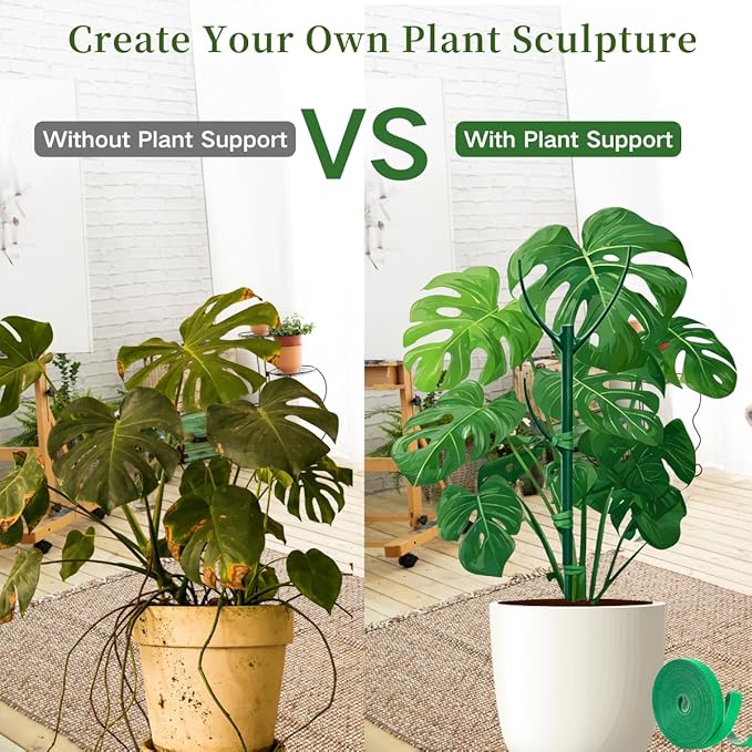 5 Pack Stackable Plant Support Stakes, 38inch Climbing Plant Sticks Structures for Monstera with Garden Ties, Durable Alternative to Moss Pole for Indoor Outdoor Plants YOYOKIT