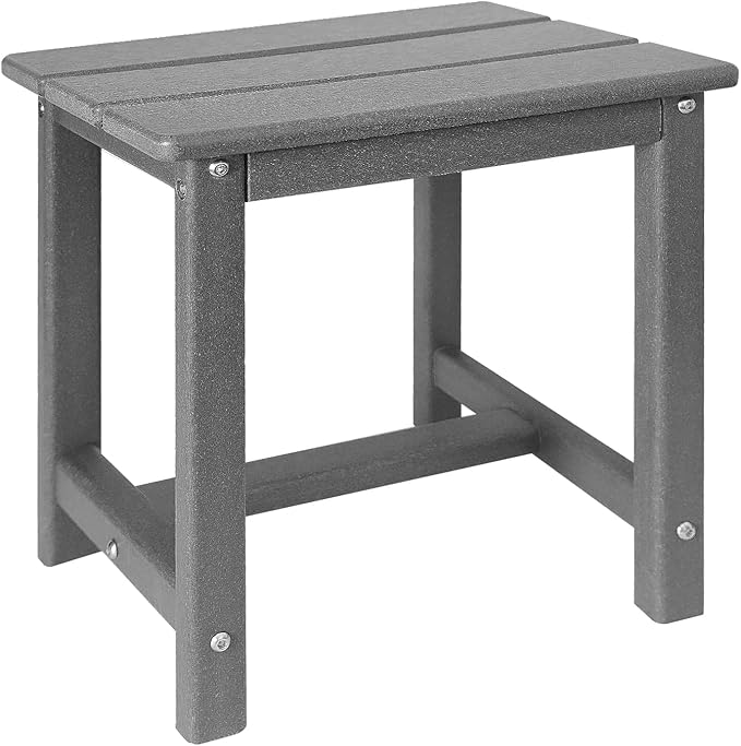 Adirondack Square Side Table,one-Tier Outdoor end Table, Patio Side Table for Pool,Porch,Backyard,Relaxing Companion (Grey) GARDENSTAR