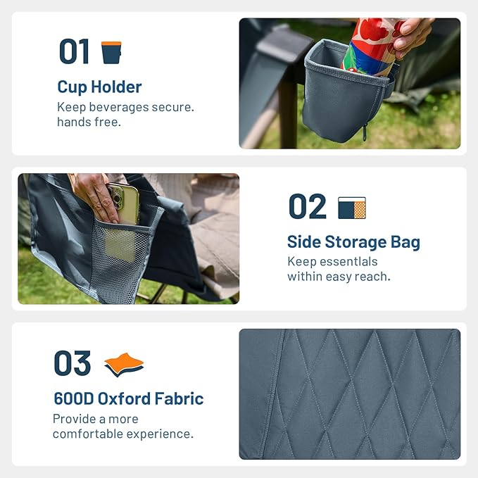 TIMBER RIDGE Hammock Camping Chair with Adjustable Backrest, Heavy Duty Folding Hammock Chair Supports 300lbs, Portable Hammock Chair for Camping, Travelling and Patio, Blue 2 Pack TIMBERRIDGE