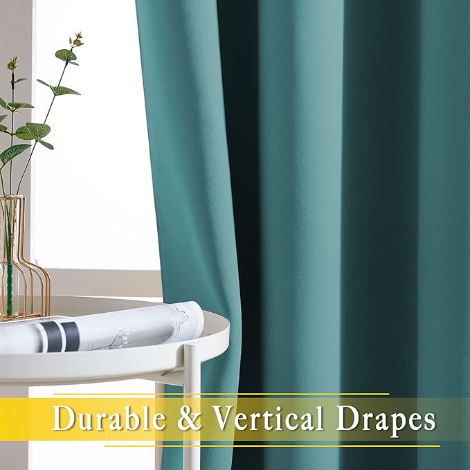 NICETOWN Blackout Room Darkening Window Curtain - Thermal Insulated Solid Grommet Blackout Curtain/Drape for Living Room/Villa (Sea Teal, Single Panel, 80 by 108-inch) NICETOWN