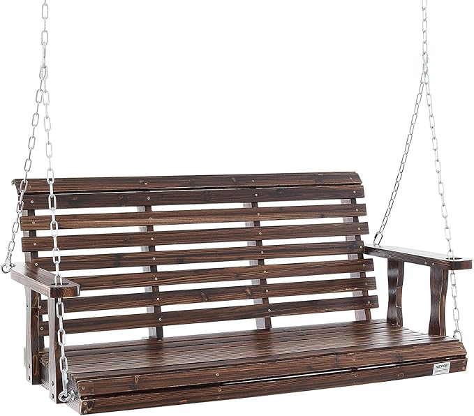 VEVOR Outdoor Wooden Porch Swing, 880lbs 4.5FT Heavy Duty Haning Porch Swings Bench Chair for Patio, Garden and Courtyard VEVOR