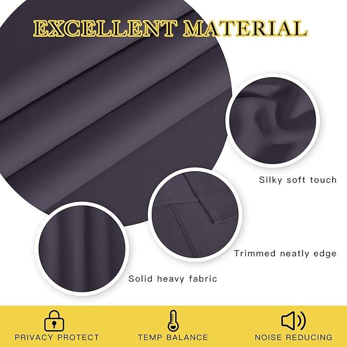 NICETOWN Room Divider Curtain 132 Inches Long, Wide Blackout Sliding Door Curtain for Bedroom, Room Darkening Privacy Window Curtain for Patio Door (1 Panel Set, Greyish Purple, 80 x 132 Inch) NICETOWN