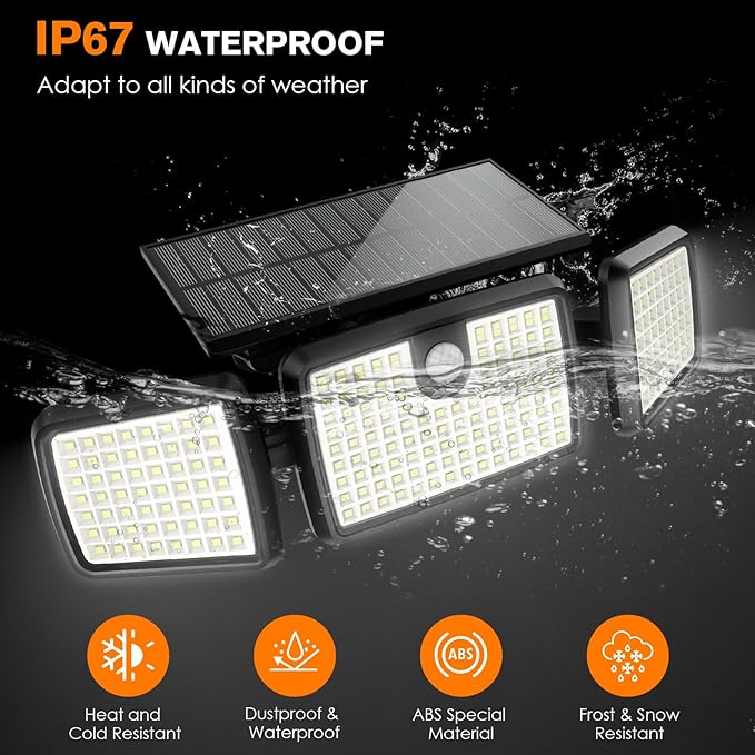 Solar Lights Outdoor, Quick Charge Solar Motion Deck Lights Outdoor for Deck with 158LEDs High Brightness, Larger Built-in Tempered Glass Panel, Sensitive PIR Motion Inductor (Remote,1 Pack) MIHANI